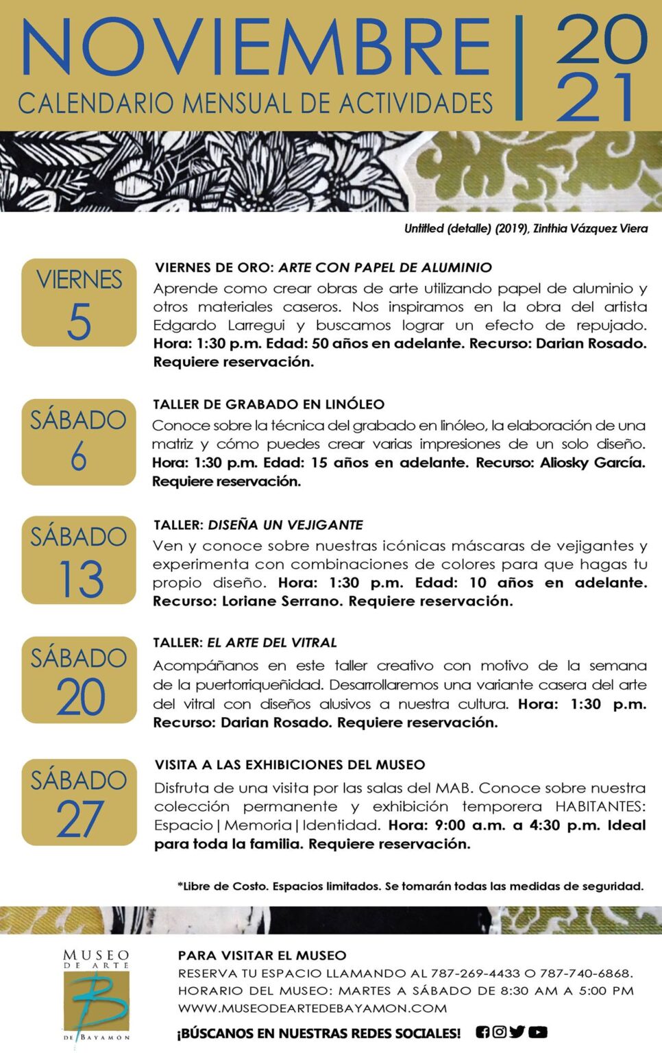 Calendario De Actividades Para El Mes De Noviembre Museo De Arte De