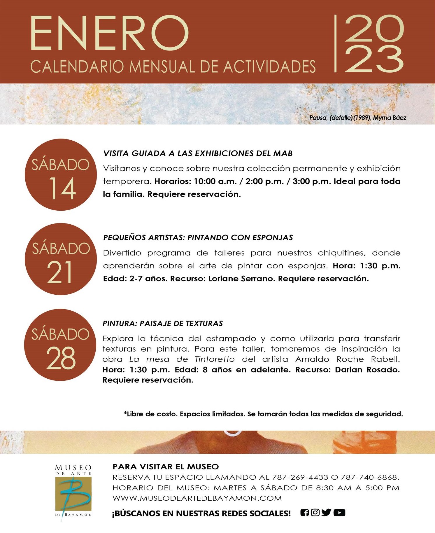 Calendario De Actividades Para El Mes De Enero Museo De Arte De Bayamón